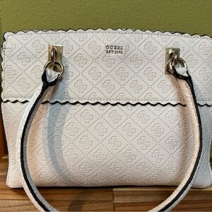 Guess White Quilted Satchel Bag